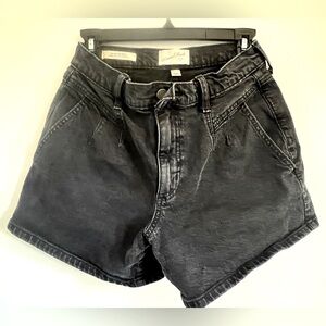 Black High Rise Midi Shorts